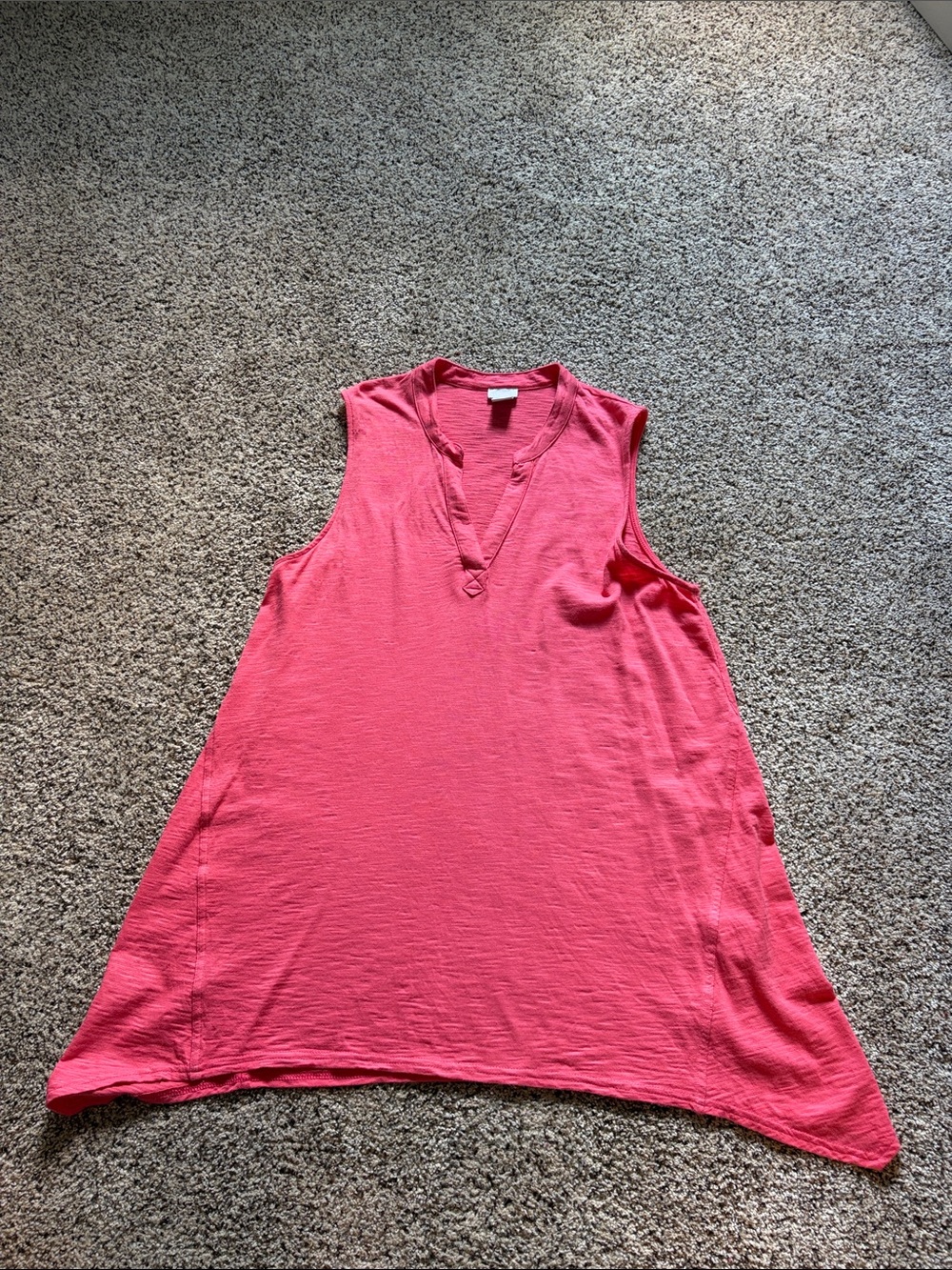 Chico's Coral Sleeveless V-Neck Tunic